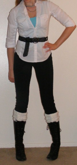 Black Skinny Pants & White Button-Up