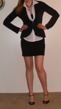 LBD & White Button-Up with Black Sweater-Blazer