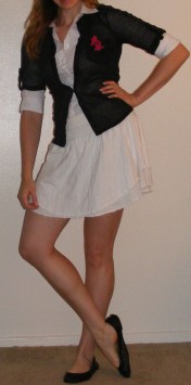 White Skirt & White and Black Button-Ups