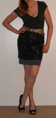 Grey Pencil Skirt & Black Mini Skirt