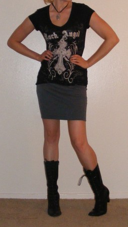 Grrey Pencil Skirt & Rock Angel Tee