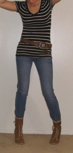 Faded Skinny & Black Striped Shirt