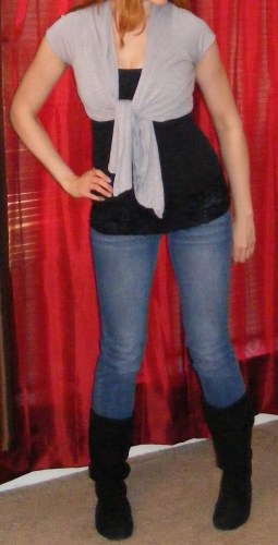 Faded Skinny Jeans & Black Tank, Black Boots