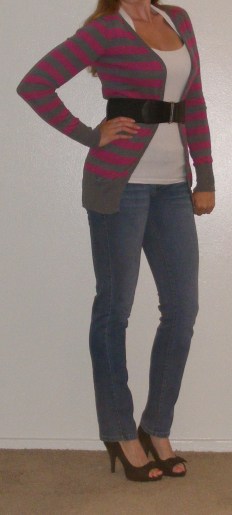 Faded Skinny Jeans & Striped Cartigan