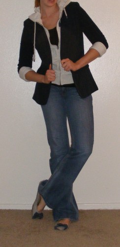 Navy Blazer, Grey Hoodie & Jeans