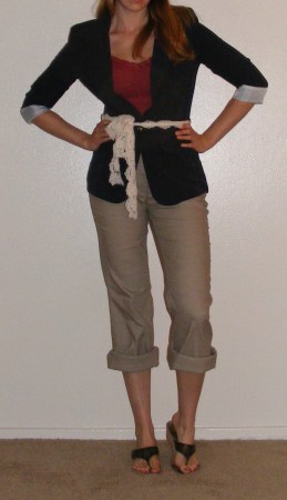 Navy Blazer & Rolled Khaki Pants